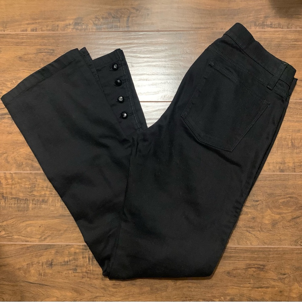 Ralph Lauren Bootcut Flare Black Jean Size 6 Tuxedo Stripe Buttons Details